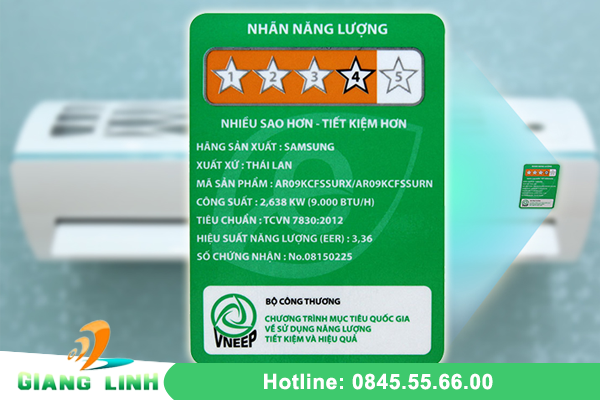 Nhãn dán năng lượng trên điều hòa